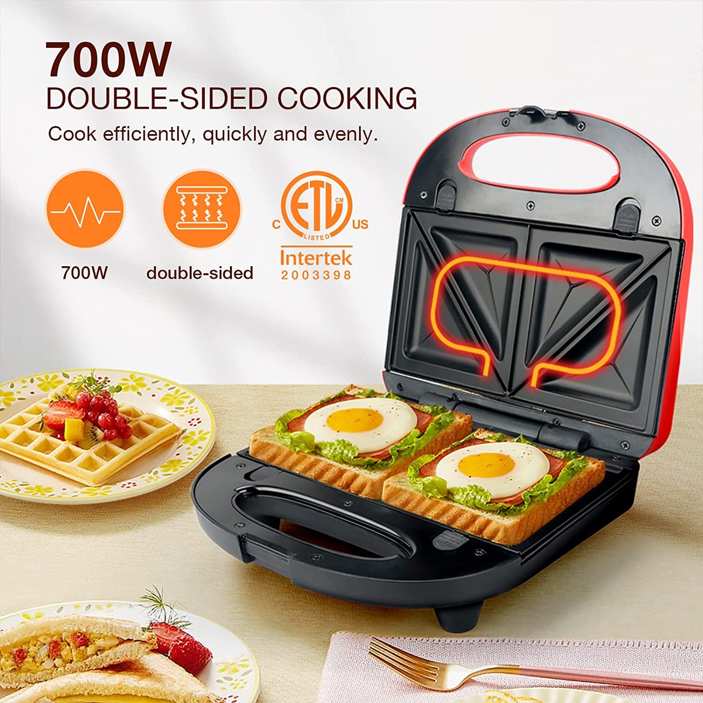 Sandwich Waffle Maker 2-IN-1